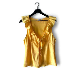 Aritzia Wilfred Tonka Satin Blouse Women's Size Large Sunflower Yellow